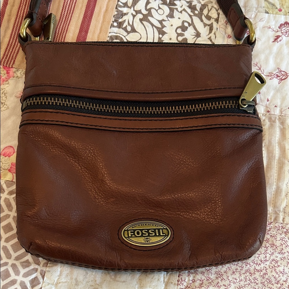 Fossil Dark Brown Leather Shoulder Bag